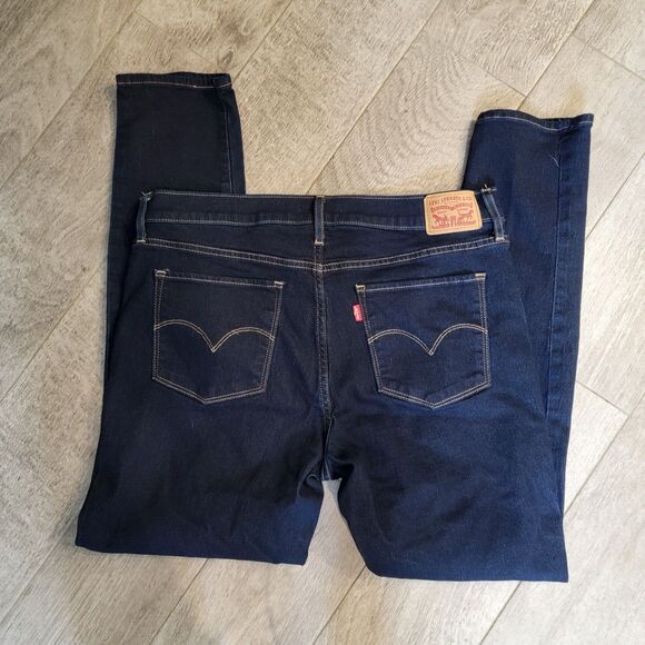 Women's Size 32 Levis 311 Shaping Skinny Jeans Dark Wash Stretch Denim Western - Picture 3 of 5